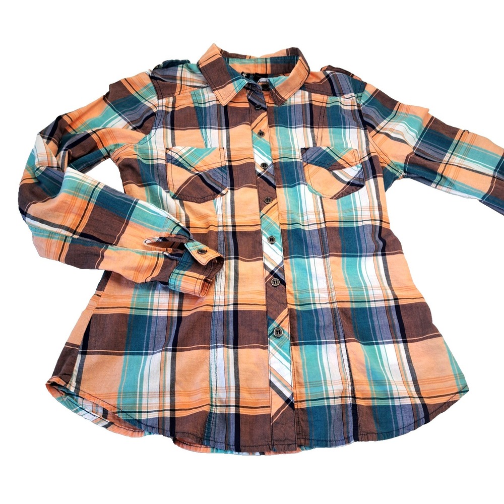 Ultra Flirt Nordstrom Plaid Shirt Women's M Lightweight Button‎ Up Casual